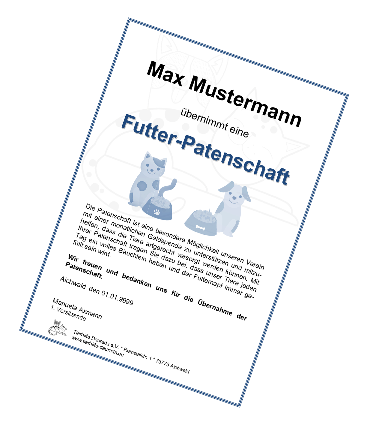 Musterbild Patenschaftsurkunde